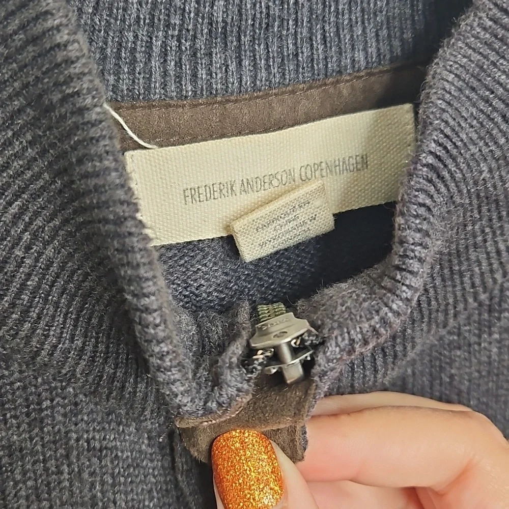 Fredrik Anderson Copenhagen Grey Half Zip Button Sweater XLarge